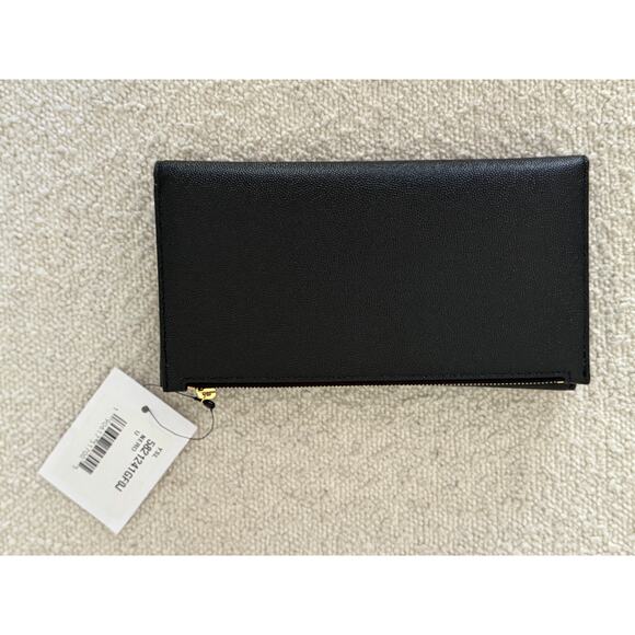 Saint Laurent Large Uptown Black Leather Wallet YSL Monogram Gold Hardware NIB - Picture 10 of 13
